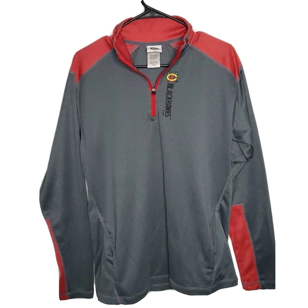 NHL Chicago Blackhawks 1/4 Zip Pullover Activewear Black Mens Size Medium